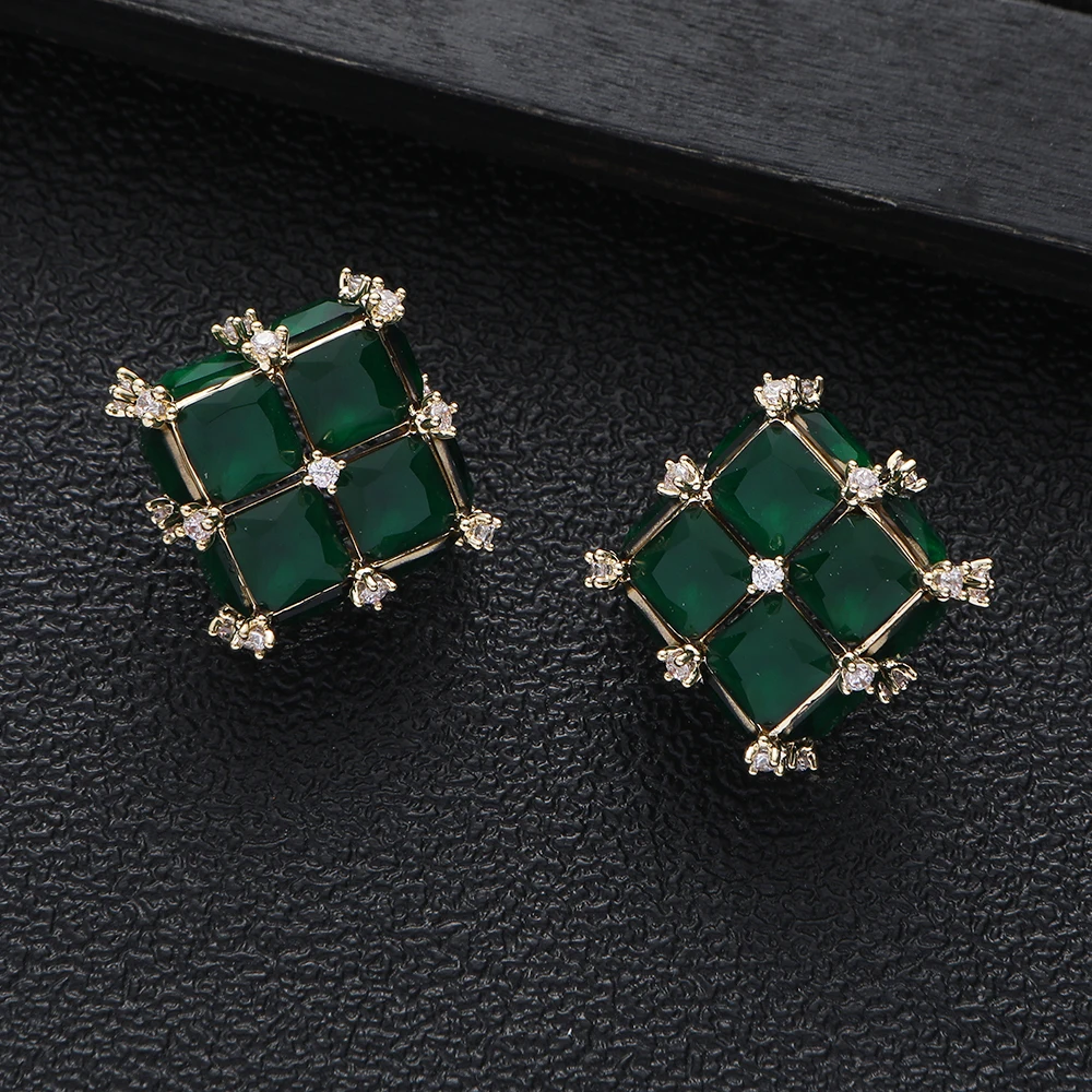 Trendy Daily Sparkling Majic Box Stud Earrings for Women Wedding CZ Brincos boucle d'oreille Bohemia Brazil Jewelry A19866