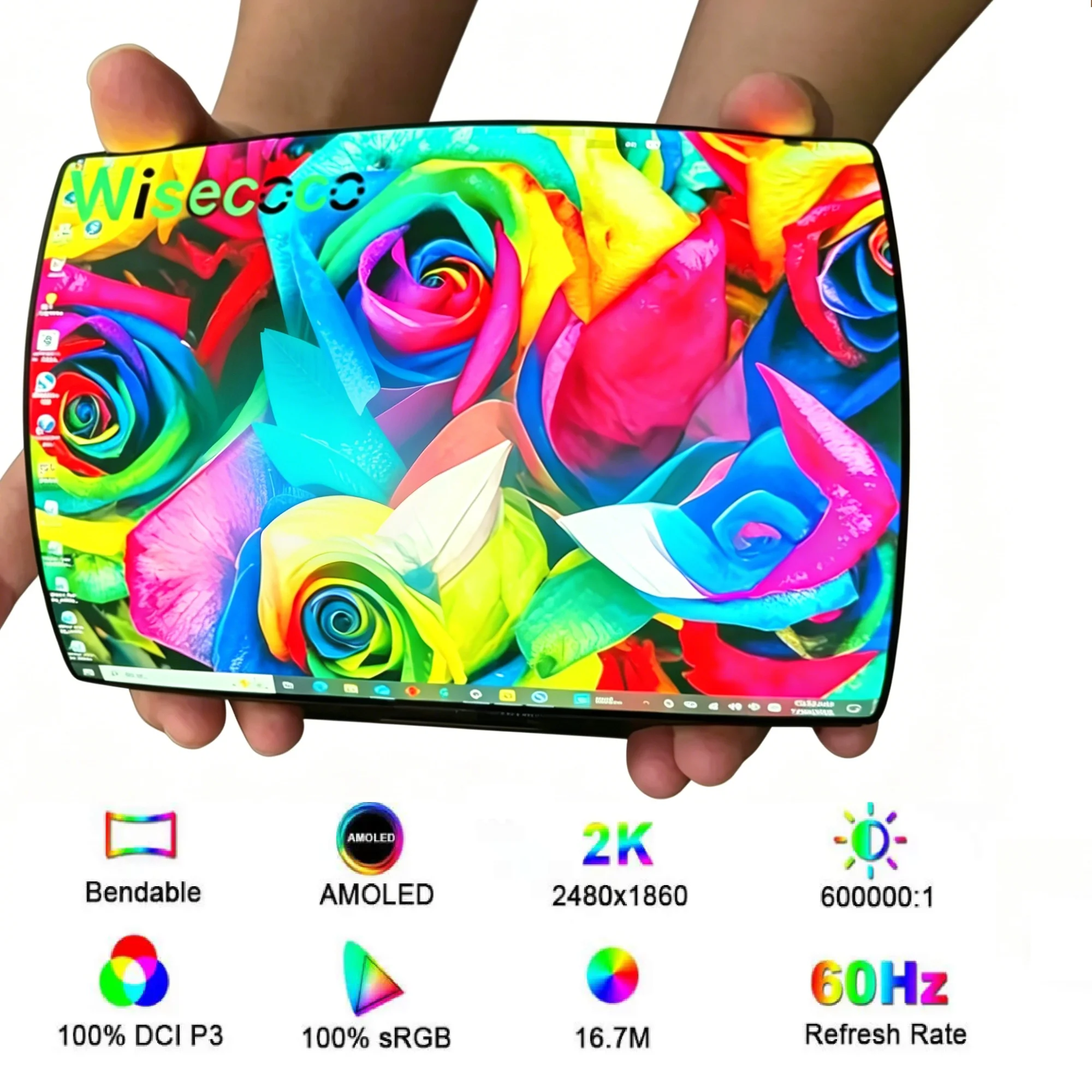

Гибкий сенсорный AMOLED-дисплей Wisecoco 8 дюймов, 2480x1860 2K, 600 нит, с изгибаемым мягким экраном и платой Type-C для проектов HMI-роботов