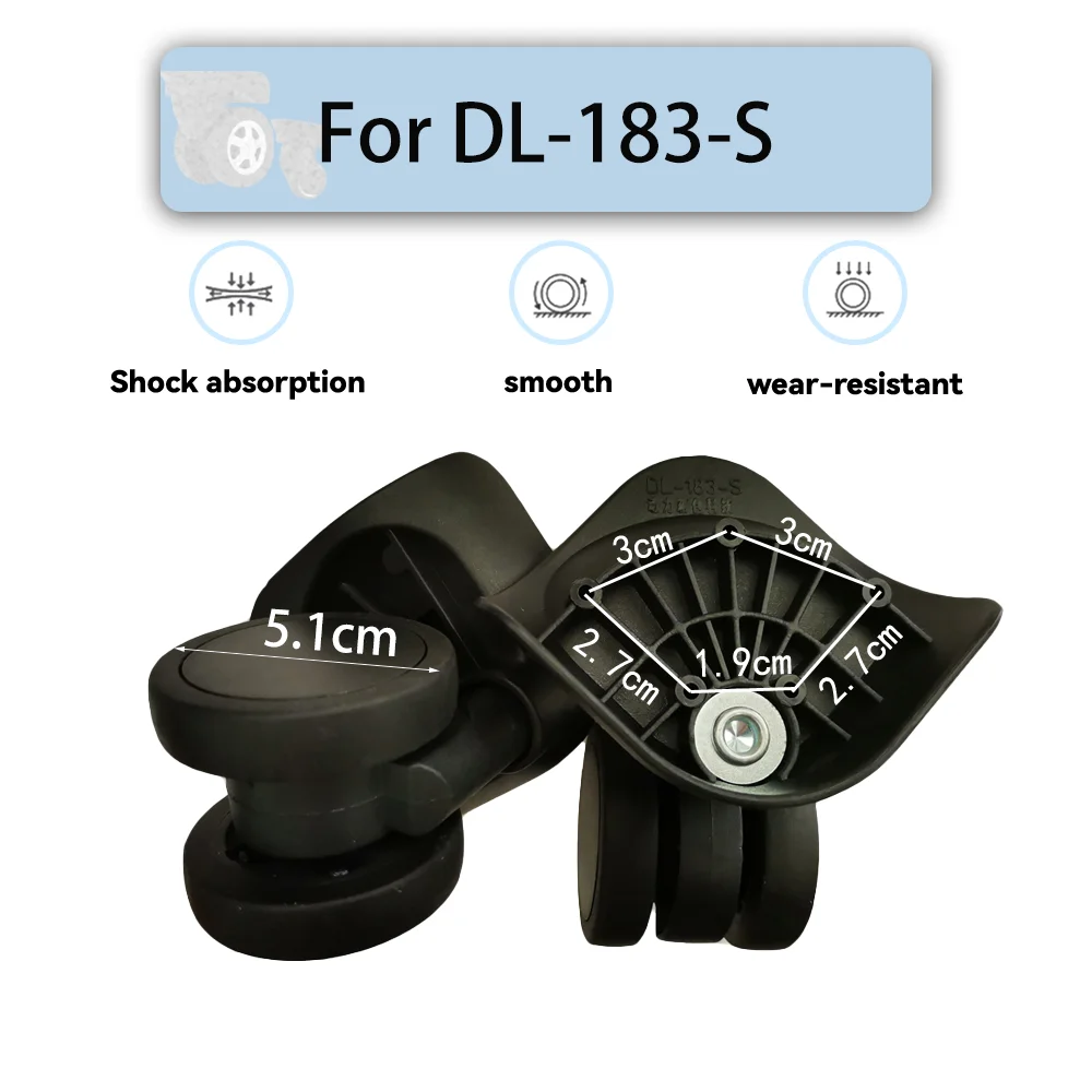 For DL-183-S Black Universal Wheel Replacement Suitcase Rotating Smooth Silent Shock Absorbing Wheel Accessories Wheels Casters