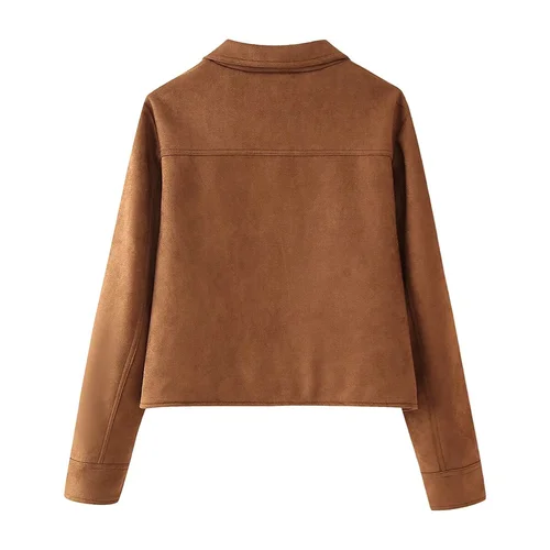 Imagen 2 del producto Otoño nuevo estilo europeo y americano de las mujeres de moda nicho botón decoración chaqueta de gamuza abrigo