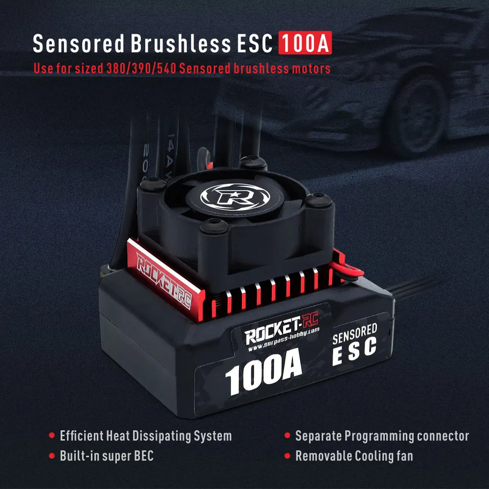 Contrôleur de vitesse électrique ESC 100A 2-3S pour voiture de dérive 1/10 RC 380/390/540, moteurs sans balais