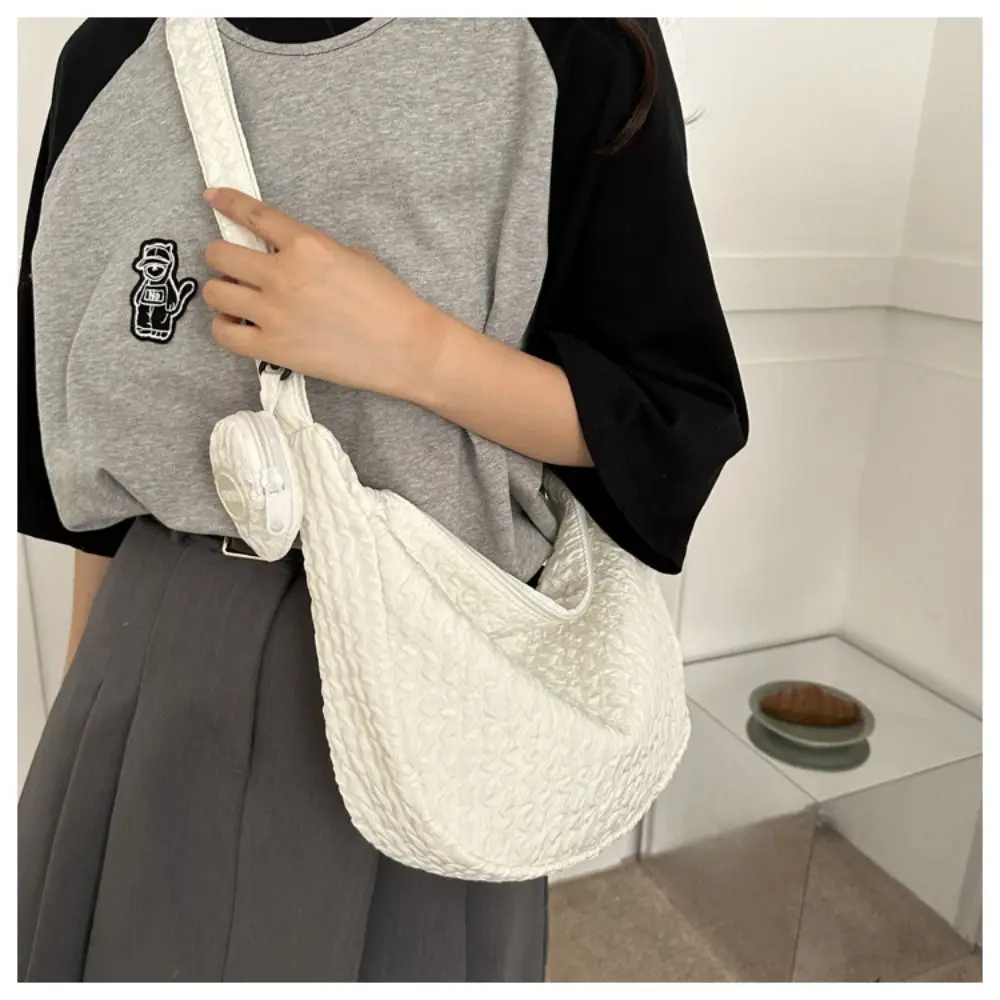 Nylonowa torba na ramię Ruched Design Satchel Bag Shoulder Bag Pleated Cloud Bag Korean Style Bag for Girl Women