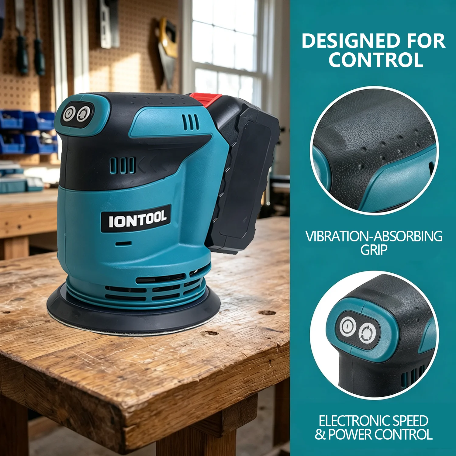 IONTOOL 175mm 3-Speed 7000-11000RPM Brushless Cordless Orbital Sander for Furniture Refinishing and DIY Projects Tool Only