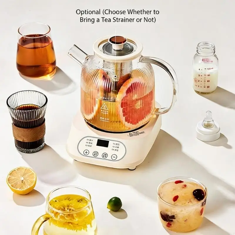 

Electric Glass Teapot with Digital Display Glass Health Kettle Elegant Glass Water Heater For Brewing Tea Coffee