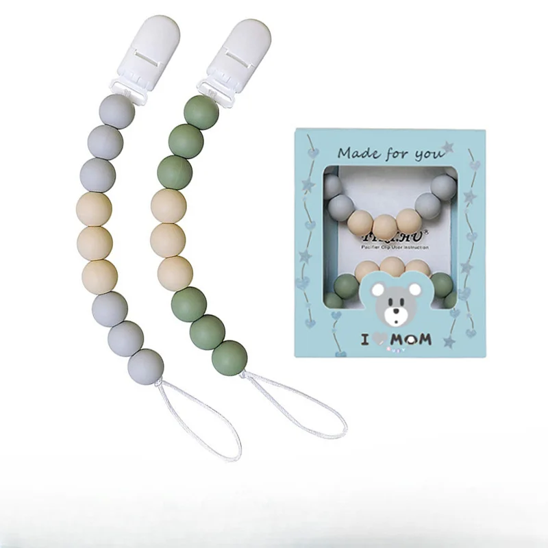 

Baby Teether Pacifier Chain Silicone Green Pacifier Clips Baby Silicone Bead Pacifier Clip Chain Newborn Dummy Nipple Holder