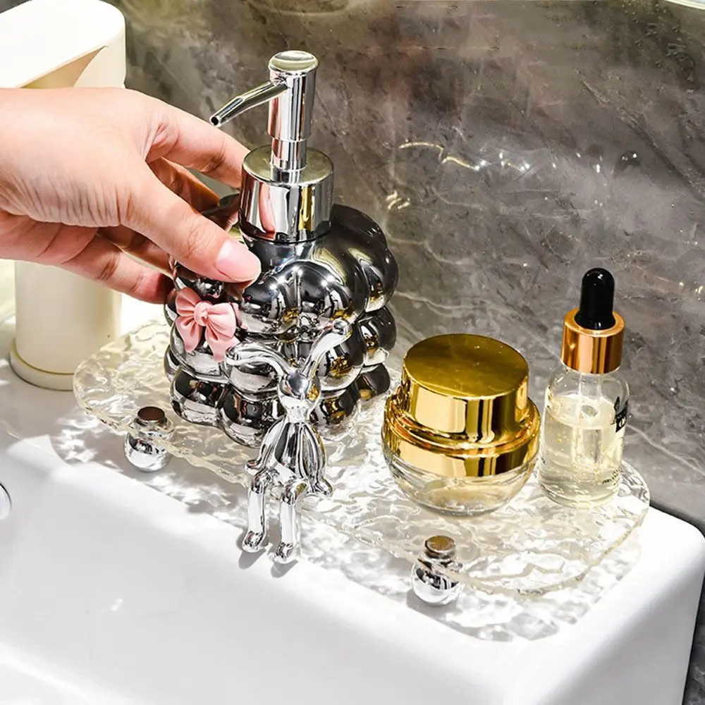 

Pump Bottle 250ml Soap Dispenser Light Luxury Bow Hand Sanitizer Bottle Refillable Ceramic Shampoo Bottle Bathroom