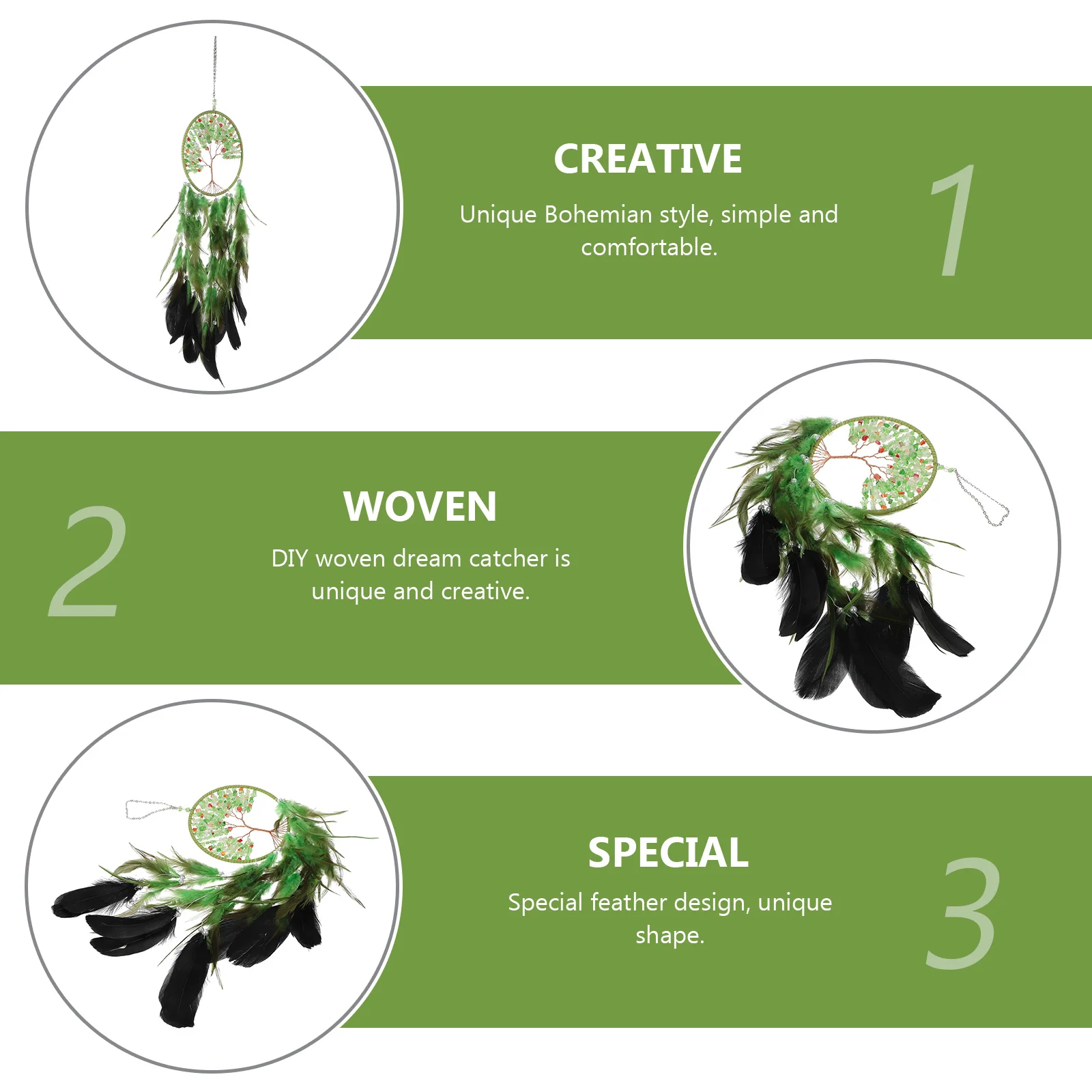 

1pc Dream Catcher Pendant Bohemian Plume Crystal Wall Hanging Bedroom Ornament Unique Home Decoration Festival Gift