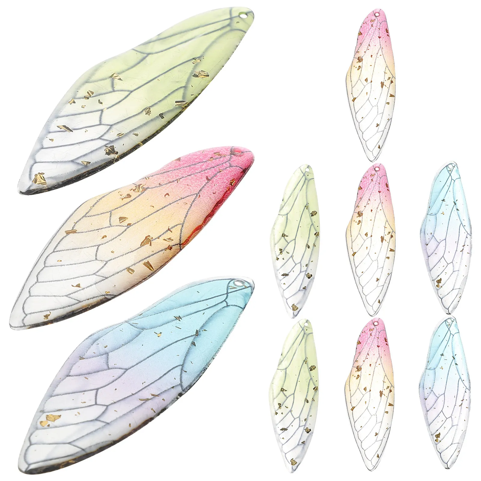 10pcs Diy Pendant Making Materials Dragonfly Wing Charms For Jewelry Crafting Resin Charms For Necklaces Bracelets Earrings