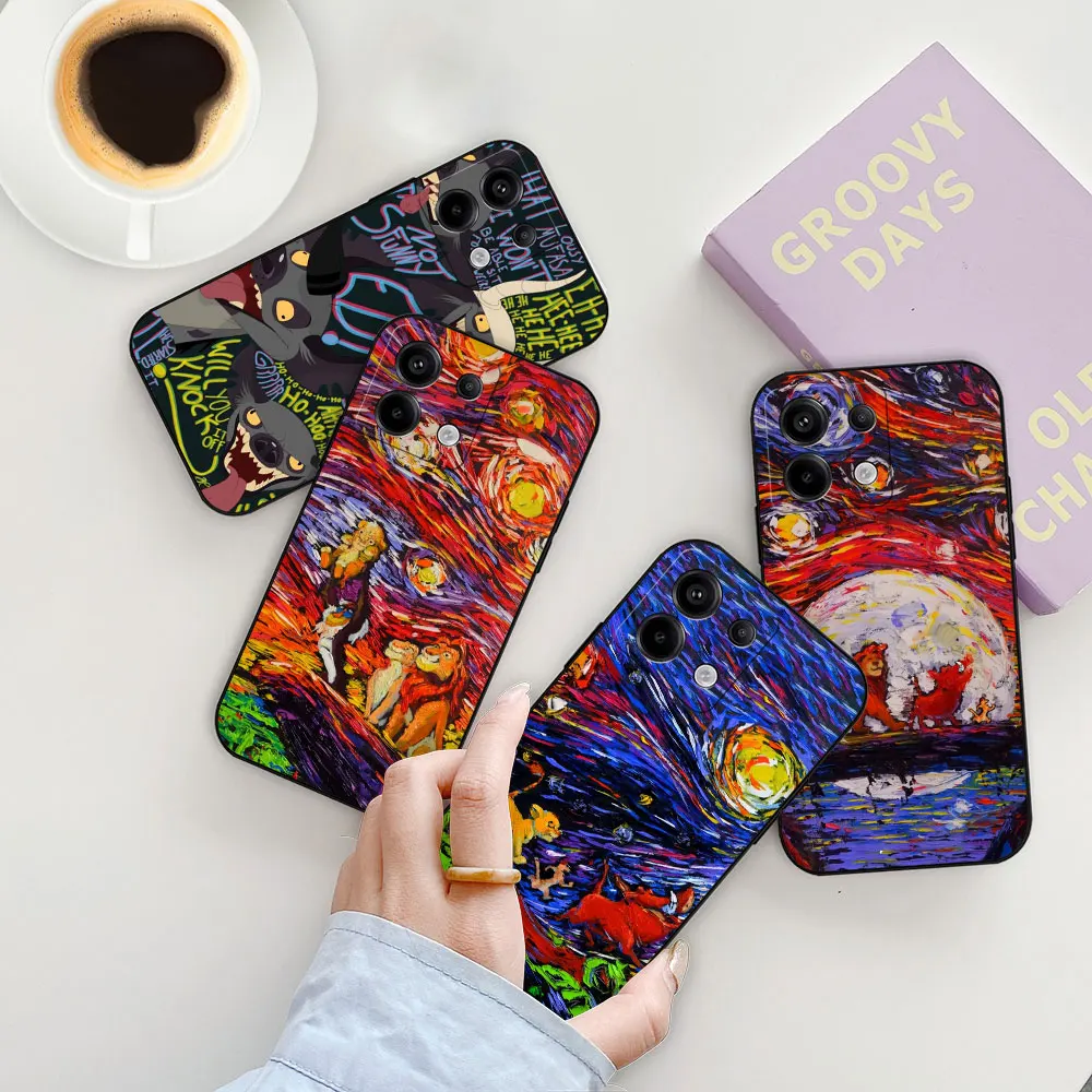 Graffiti The Lion King Hakuna Matata Case For Redmi Note 13 12 12S 11 11E 11T 11S 10 10S 10T 9 9T 9S 8 Pro Plus Max Black Cover