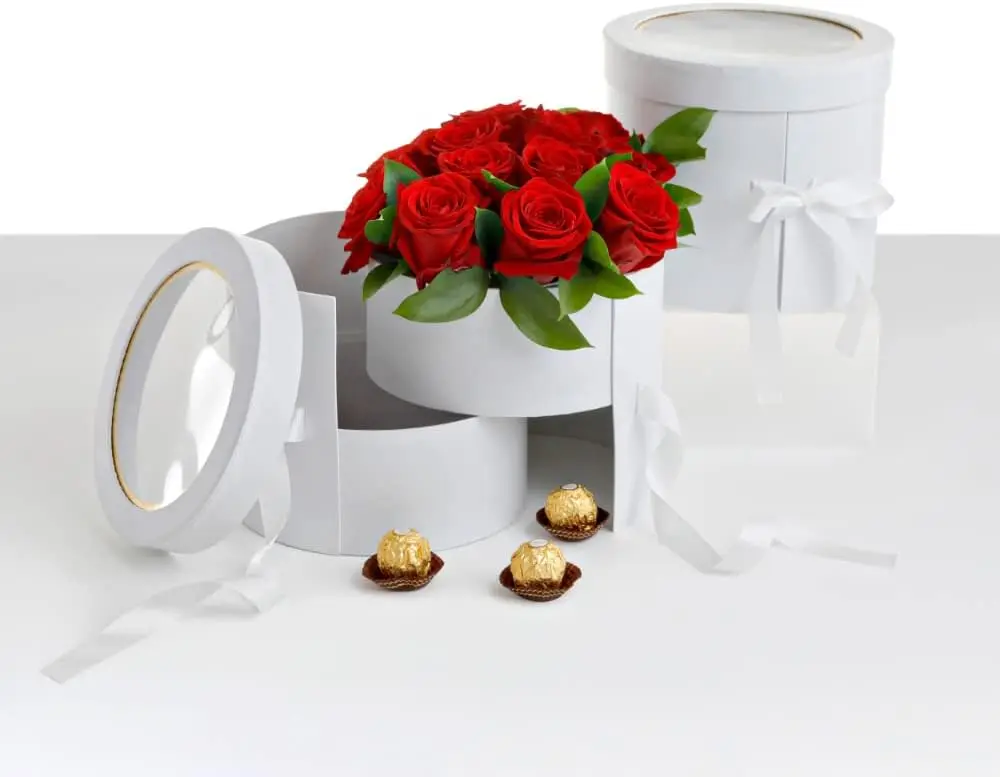 

Премиальная круглая подарочная коробка для цветов с крышкой, 7,8 дюймов в диаметре x 7 дюймов в высоту, для роскошных композиций, белая.