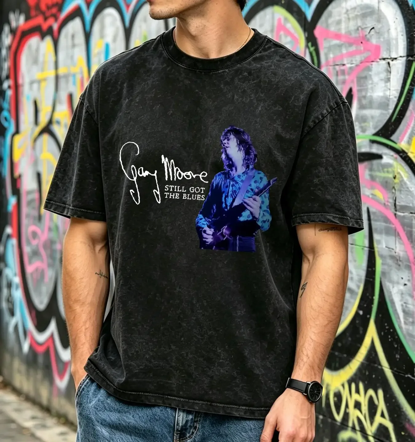 washed T Shirt Gary Moore Still Got The Blues Signature Uniex Black Size S 4XL GO515 long or short sleeves vintage Washed
