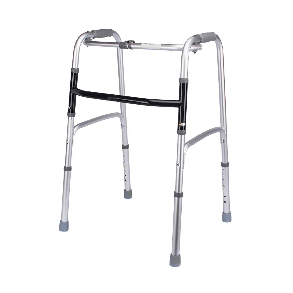 

Deluxe One Button Folding Walker Adult Compact Elderly Handicap Medical Walking Aid Two-Button Medical Walkers Without Wheels