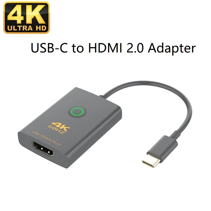 

4K 60Hz 18Gbps USB Type C to HDMI Adapter One Click Mute Support DP 1.2A Video Audio Output for MacBook Pro iPad Phone Surface