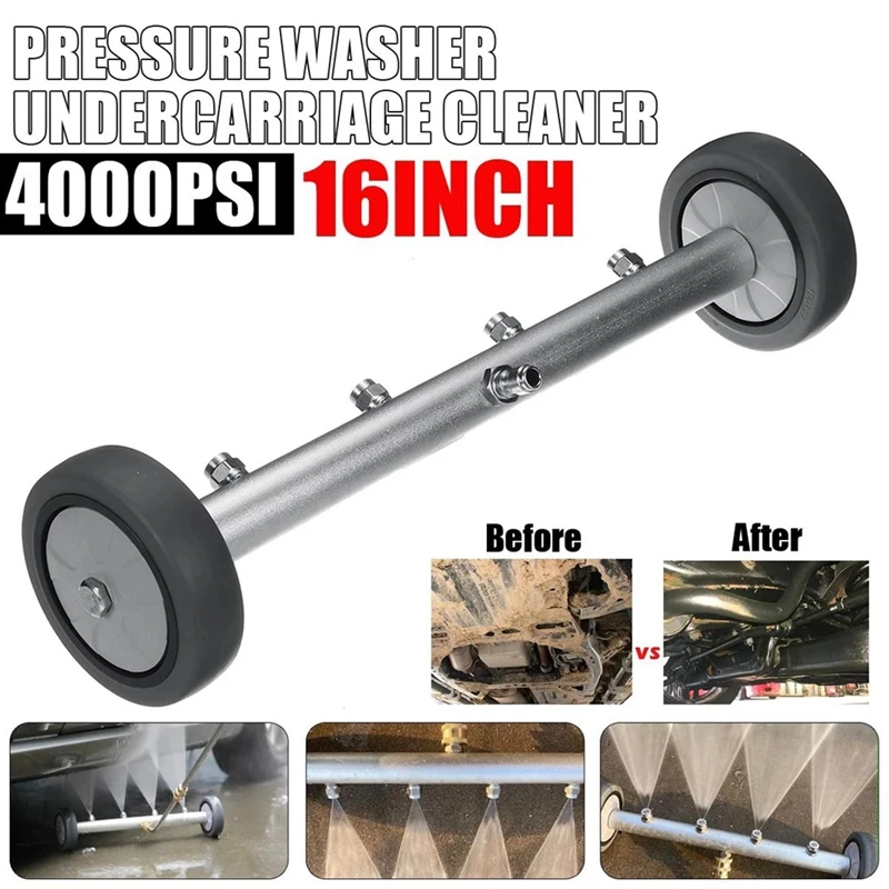 

16 Inch High Pressure Car Chassis Washer Undercarriage Cleaner 4000Psi Water Broom 2In1 Surface Cleaning Wands