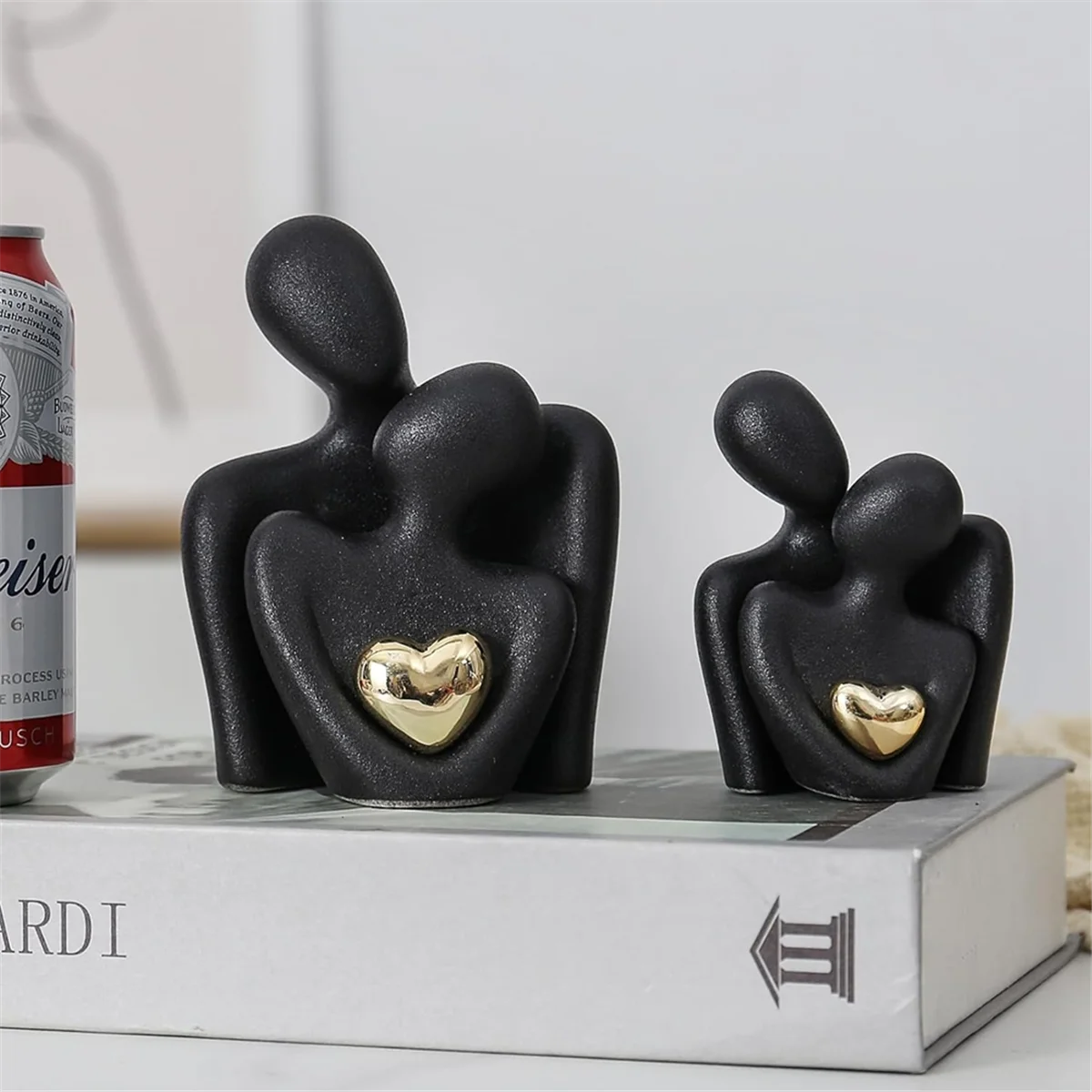 Mini Couple Statue Tv Stand Decor Abstract Sculpture Knick Knacks Home Decor Couples Love Office Show Pieces Black B