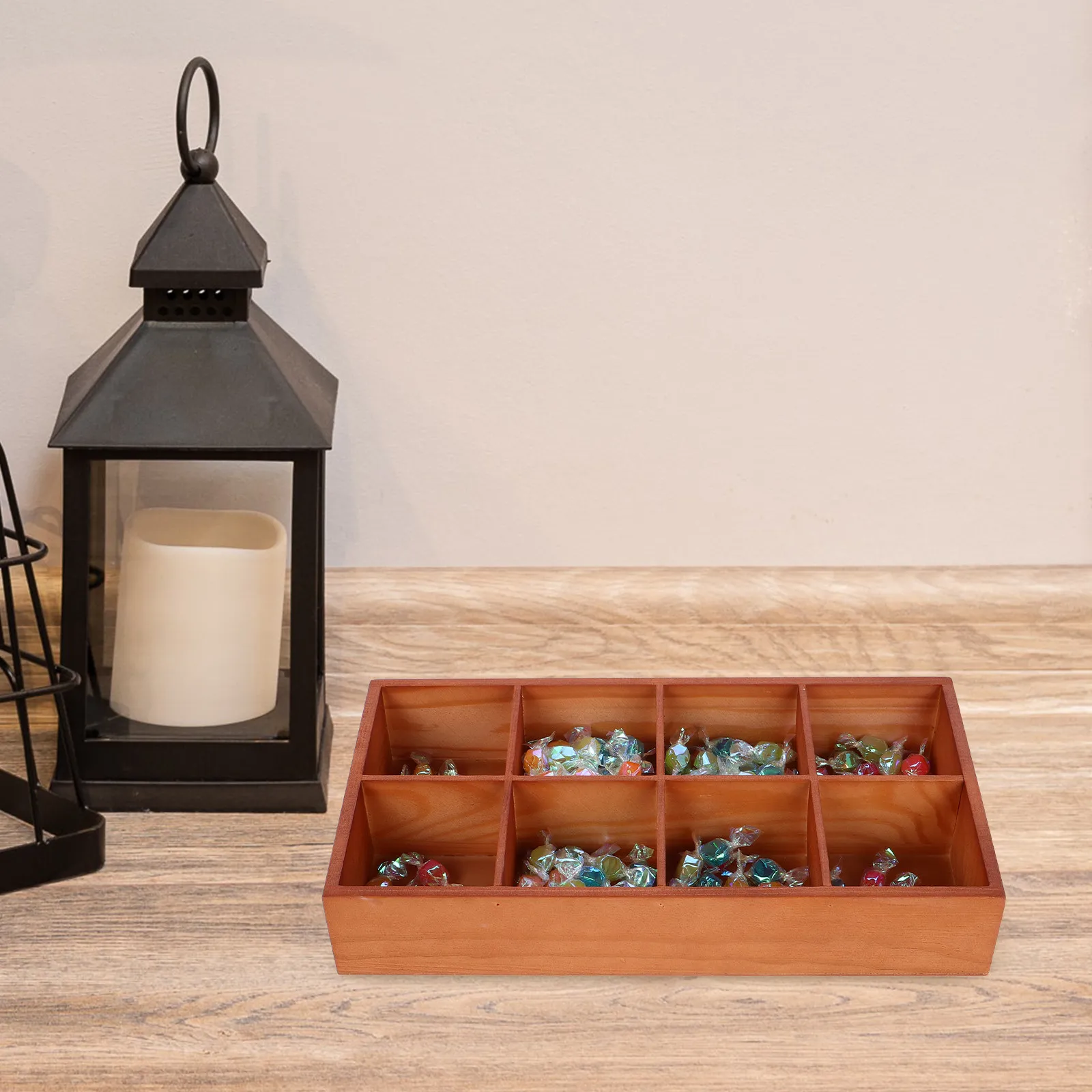 Boîte de rangement en bois à compartiments multiples, plateau de service, support pour collations, herbes, sachets de thé, fruits secs, noix, pour bureau