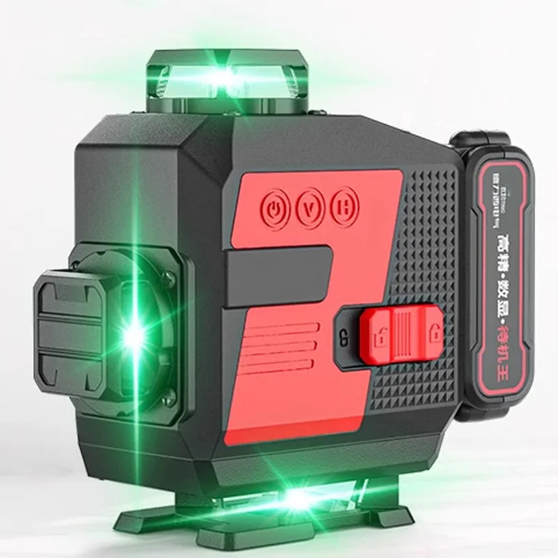 12 lines/16 lines 4D Green Light 360° Self-Leveling Laser Levels Horizontal And Vertical Cross Line with Bluetooth speaker Tool