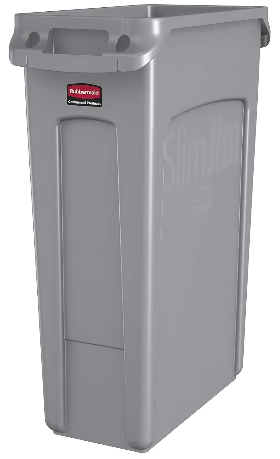 Rubbermaid Commercial Products Slim Jim Plastic Rectangular Trash/Garbage Can with Venting Channels, 23 Gallon, Gray