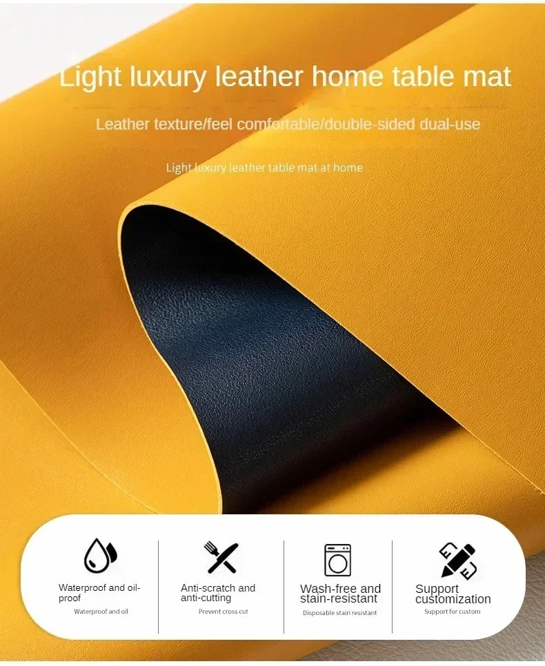 Solid color soft stretch leather table cloth Waterproof oil-proof heat-resistant coffee table mat party table deco cover custom