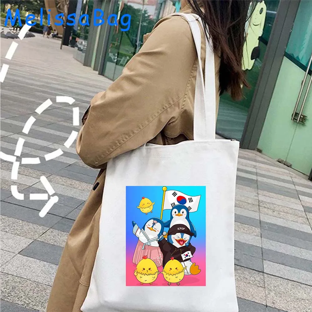 Sac fourre-tout en toile pour femme, fille pop coréenne, musique Kpop, doigt d'amour, cœur anime, dessin animé mignon, initié, Harajuku Shopper, cuillère à soupe, sac à main