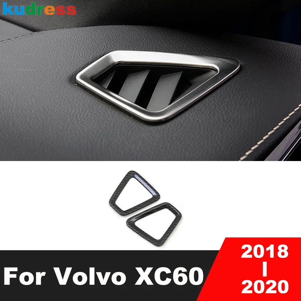 For Volvo XC60 XC 60 2018 2019 2020 Carbon Fiber Car Front Upper Air Condition Vent Outlet Cover Trim Interior Accessories