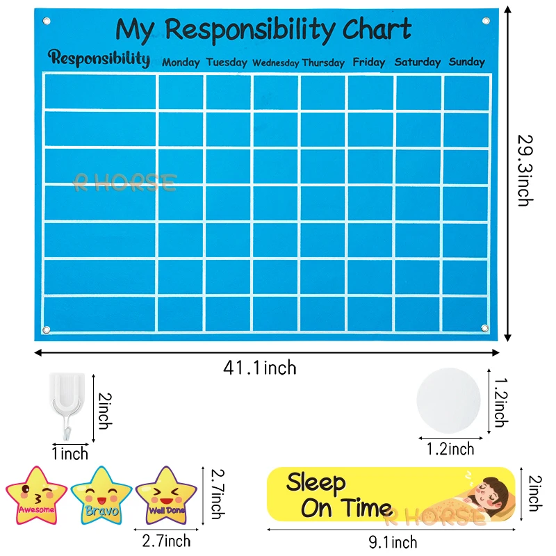 80Pcs My Responsibility Chart Felt Board Chore Chart with Storage Bag Kids Good Behavior Reward Wall Hanging Gift Montessori Toy