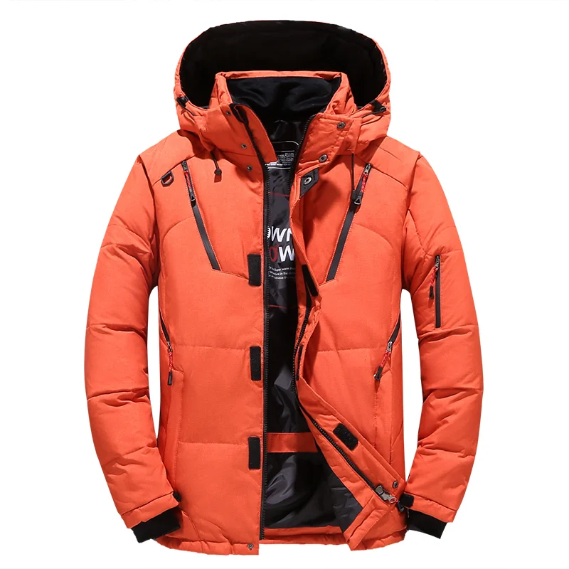 UETEEY Winter Hooded White Duck Down Jackets For Men Windbreaker Camping Hiking Outdoor Ski Thick Puffer Windproof Male Coats