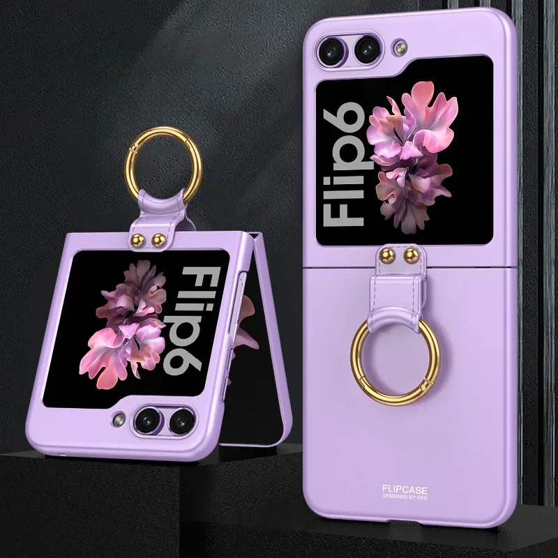 Galaxy Z Flip 6, galvanisierte Ringhalter-Handyhülle für Samsung Galaxy Z Flip 6 Flip6 5G, stoßfeste Kunststoff-Hartschale