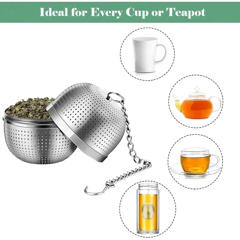 Newest 304 Stainless Steel Stainless Steel Tea Strainer Tea Ball Infuser Tea Ball Tea Filter  Tea Filter with Chain Tea Filter