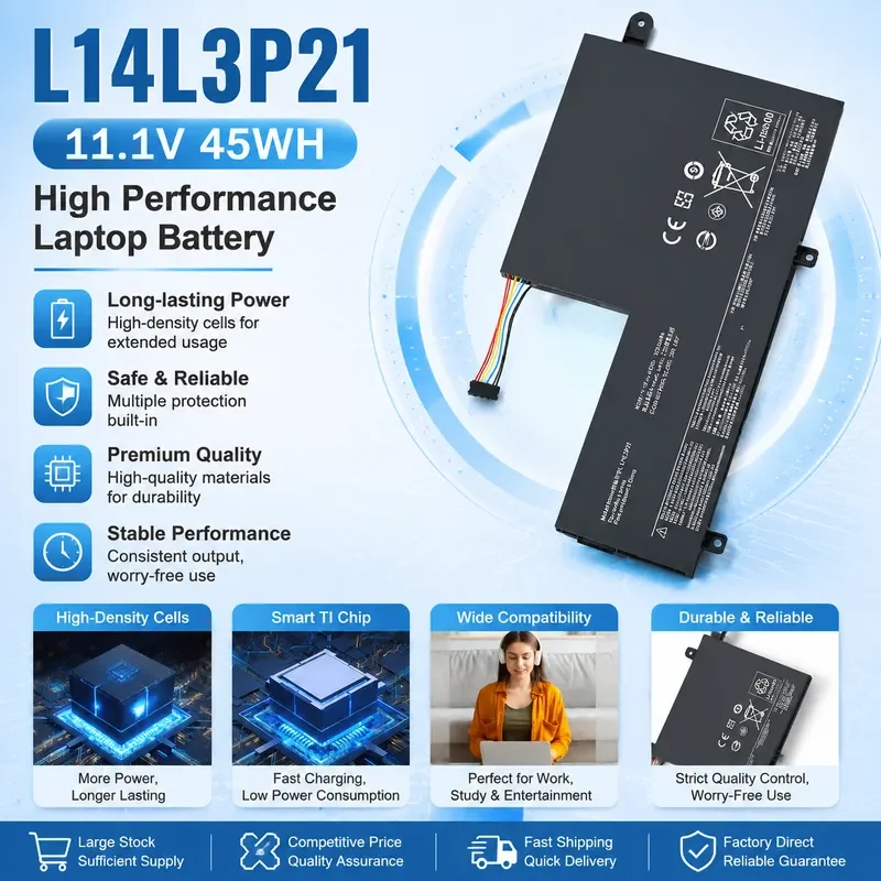New 11.1V 45WH Laptop Battery for Lenovo Flex 3 14 70 Xiaoxin I2000 L14M3P21 L14L3P21