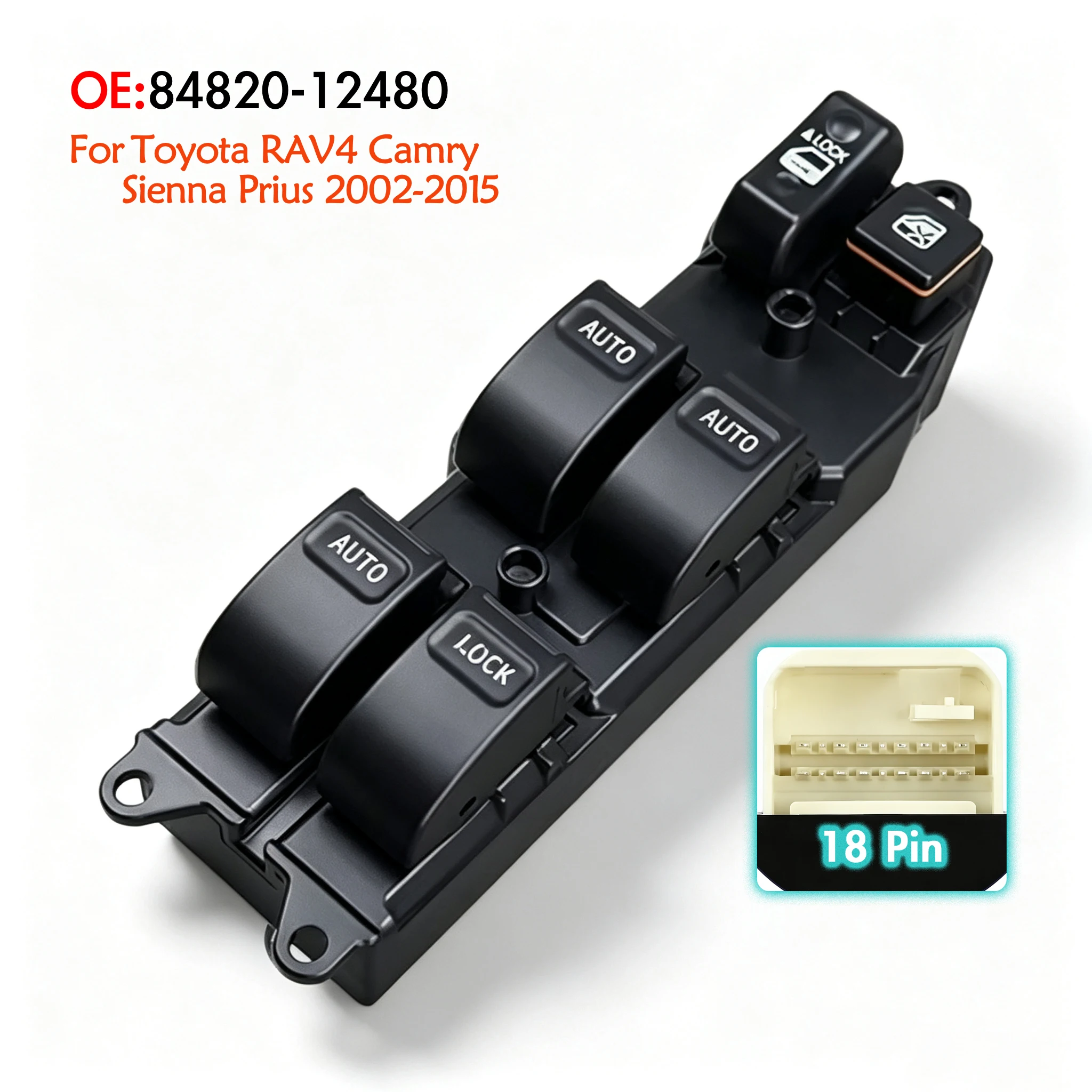 84820-12480 For Toyota Corolla Vios Hilux Vigo,Front Left Driver Side Electric Main Power Window Switch Lifter Control Button