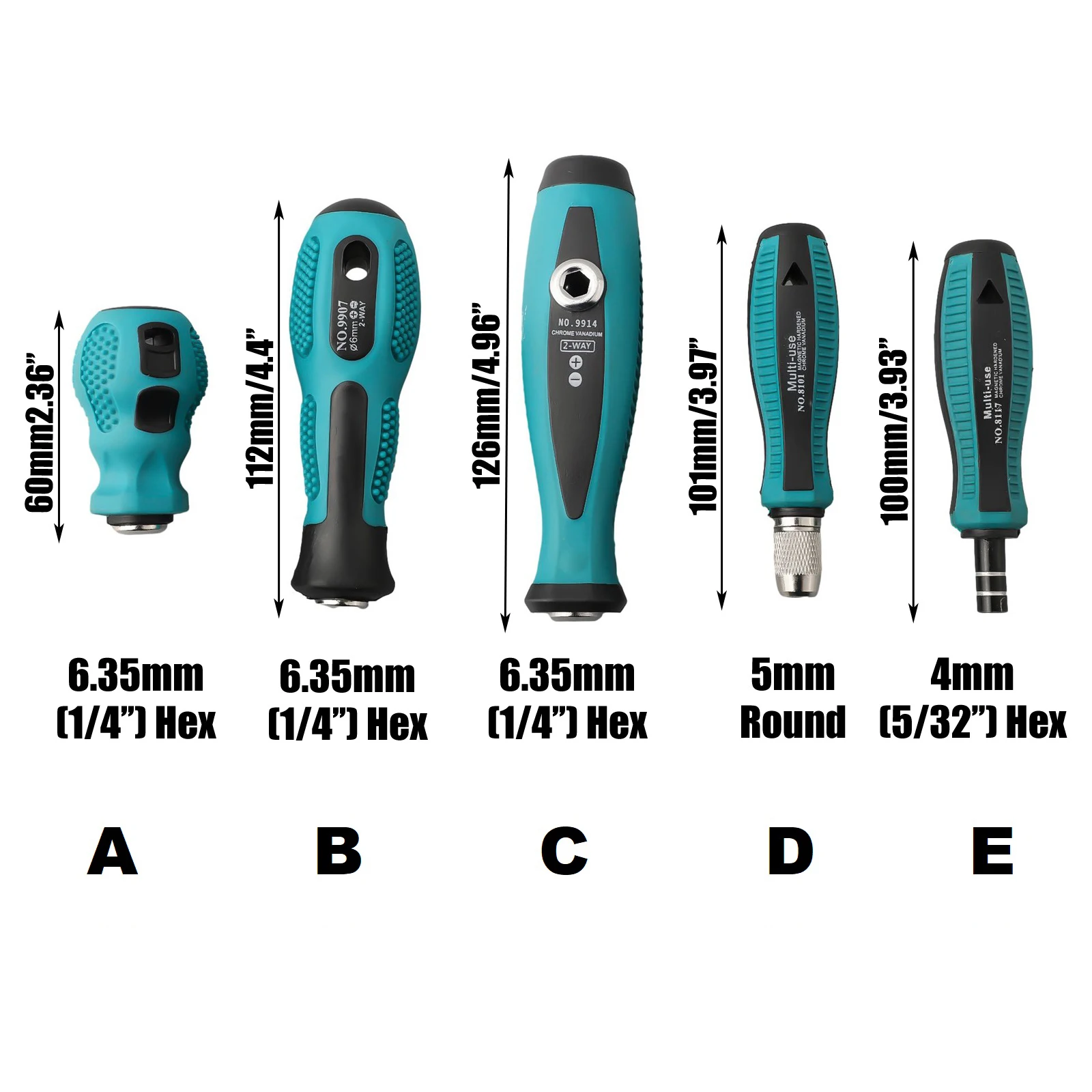 1pc Screwdriver Handle 6.35mm Hex Round Adapter Screwdriver Bit Holder Magnetic Screw Driver Handle Socket Wrench Tools