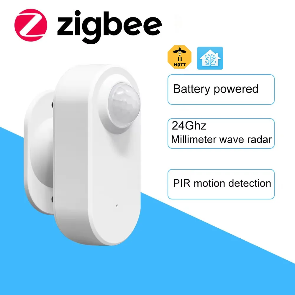 Czujnik obecności Zigbee 3.0 + czujnik ruchu PIR 24G, detektor jasności, zasilany bateryjnie, obsługa Zigbee2mqtt Home Assistant