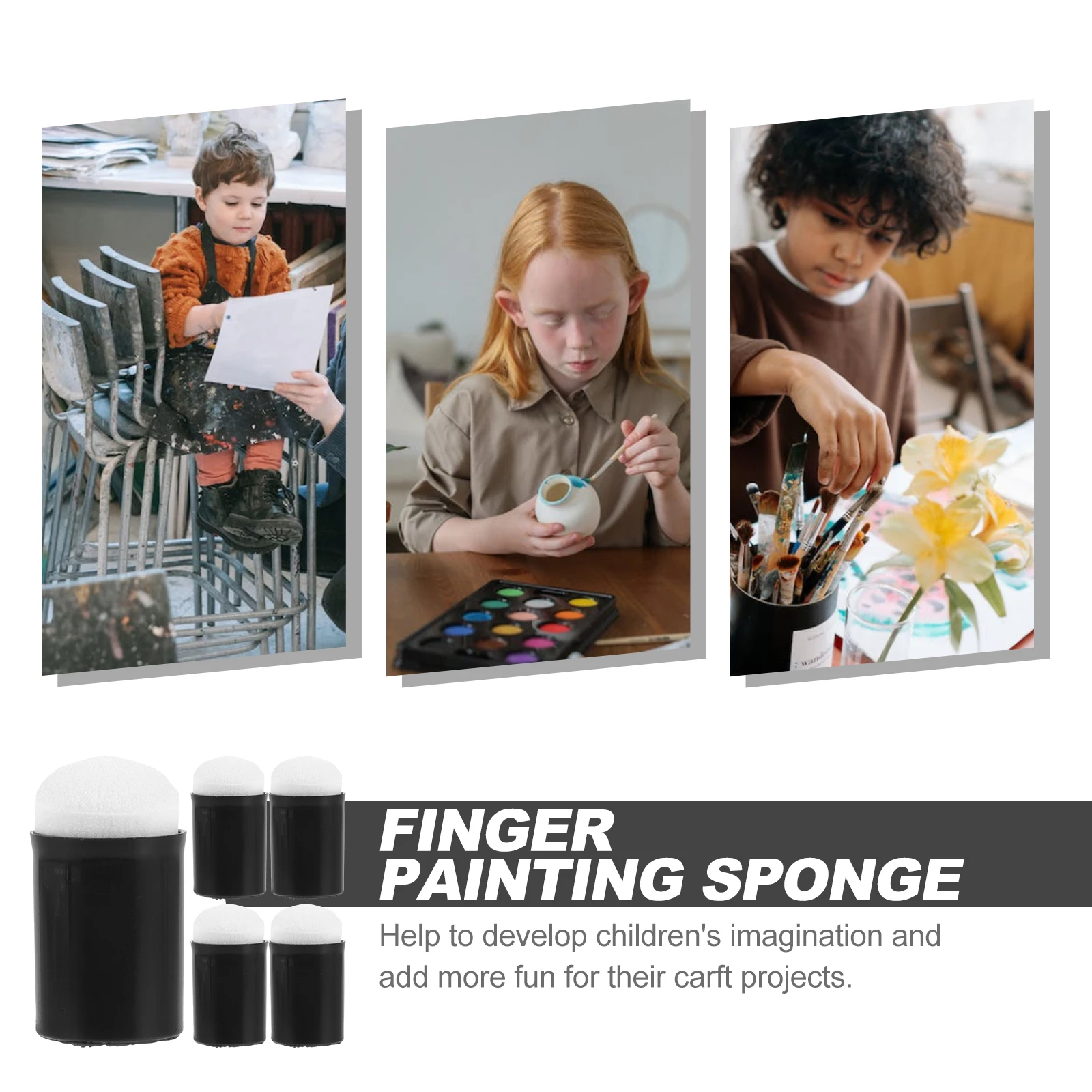 

5Pcs Finger Sponge Daubers Premium Quality for Kids Painting Drawing Ink Crafts Chalk Sponge Tools Ink Daubers