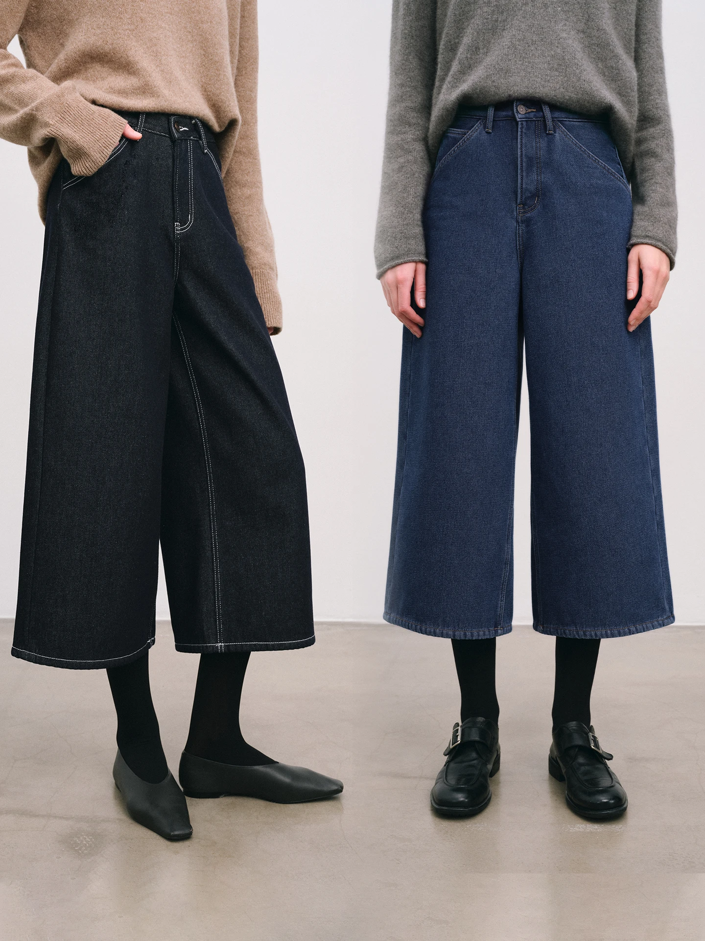 

ChicJane Fashionable Straight Leg Cotton Lenzing Fleecelined Denim Pants Autumn Winter Ladies Casual Style Natural Waist