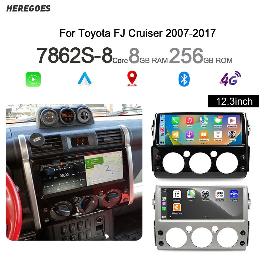 Carplay 1920*720 IPS 2 din Android 14 Car Radio For Toyota FJ Cruiser 2007 2008-2017 Auto GPS Navigation Stereo 8+128G Bluetooth