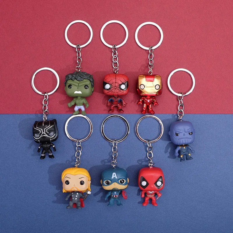 

Hot Selling Hero Keychain Q Edition Iron Man Keychain Spider Man Deadpool Thor Pendant Clothing Accessories Keychain Gift