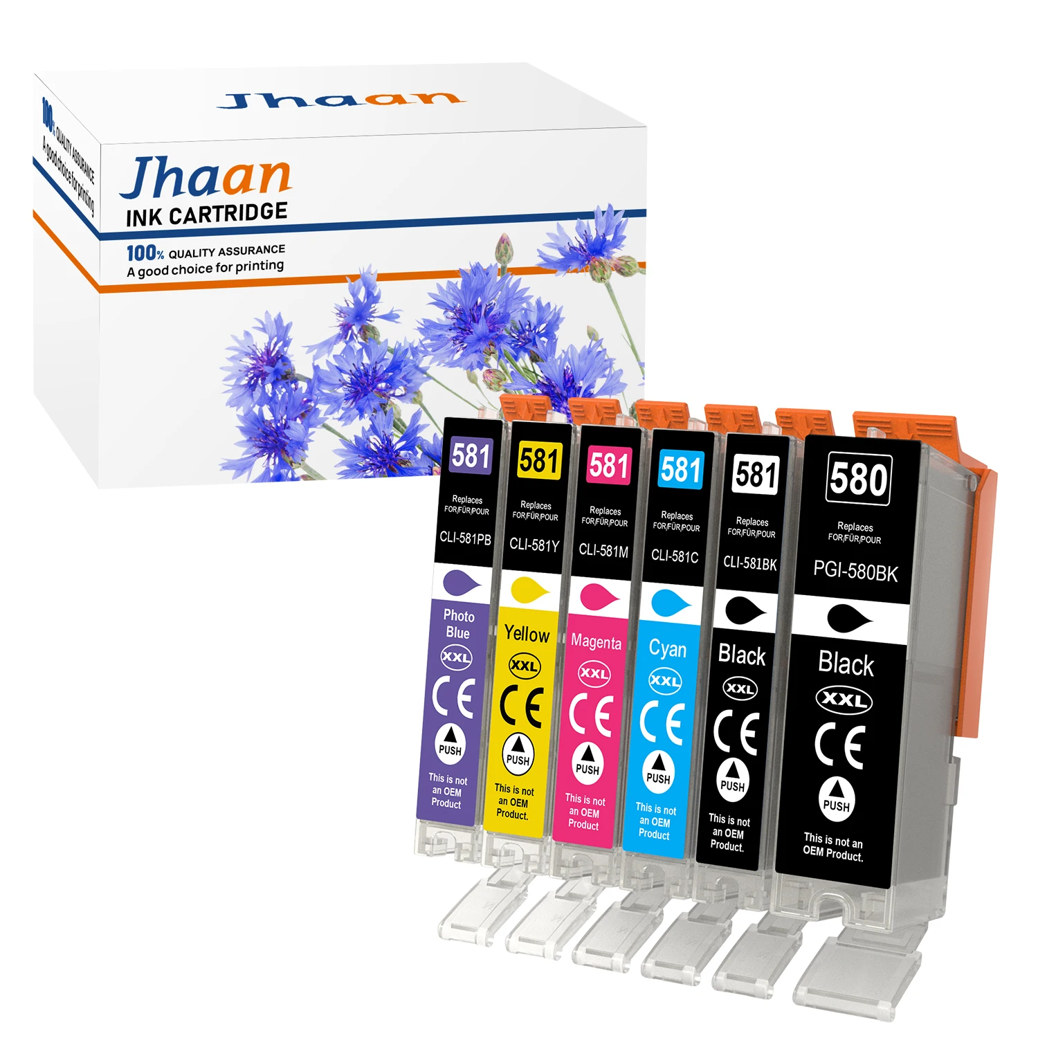 Jhaan PGI-580 CLI-581XXL Tintenpatronen kompatibel mit Canon 580 581 für Canon TR8550 Pixma TR8550 TR7550 TR8500 TS6150 TS6350