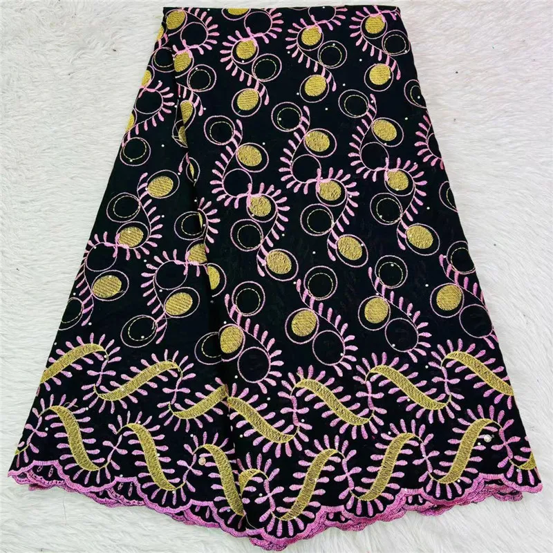 5 yard Swiss lace fabric heavy beaded embroidery African 100% cotton fabrics Swiss voile lace popular Dubai style 29L272403