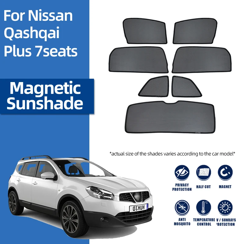 

For Nissan QASHQAI+2 NJ10 2006-2013 Magnetic Car Sunshade Visor Front Windshield Frame Curtain Rear Side Window Sun Shade Shield