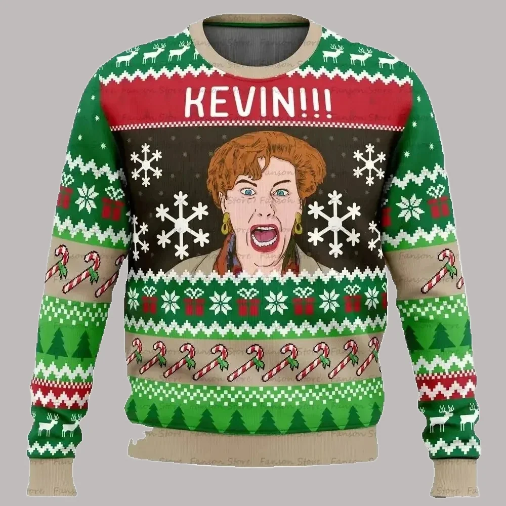 Autunno e inverno Buon Natale Casa da solo Brutto maglione di Natale Cartoon Anime Donna Uomo Pullover Top Felpa con cappuccio