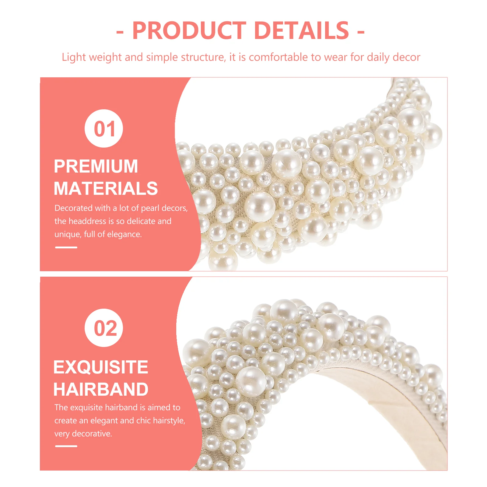 White Headband Woman Headdress Accessory Sponge Pearl Hair Bands Elegant Girl Make up Bride