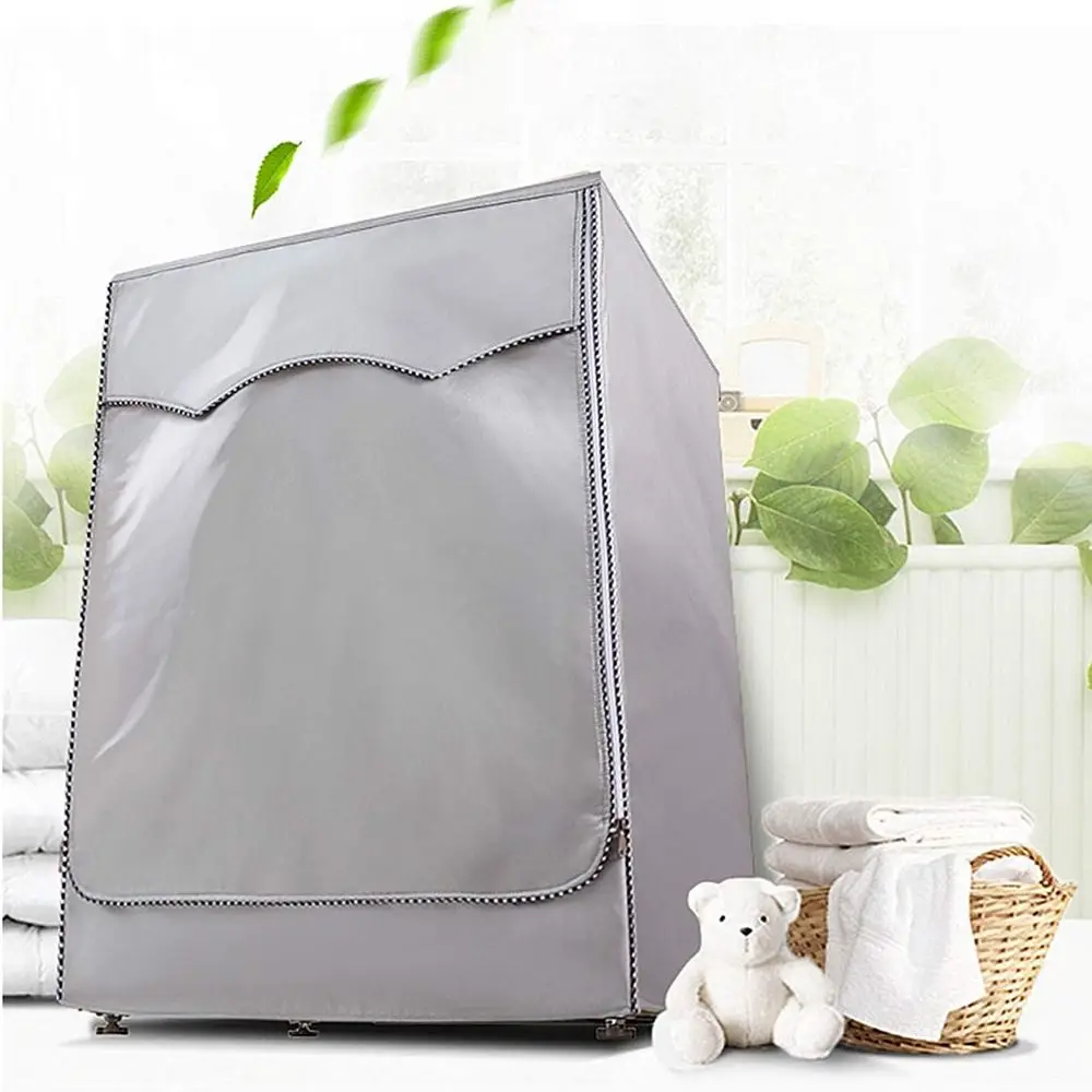 New Universal Washing Machine Cover With Roll Edge Silver Washer Dryer Cover Oxford Waterproof Cover For Front Loading Machine