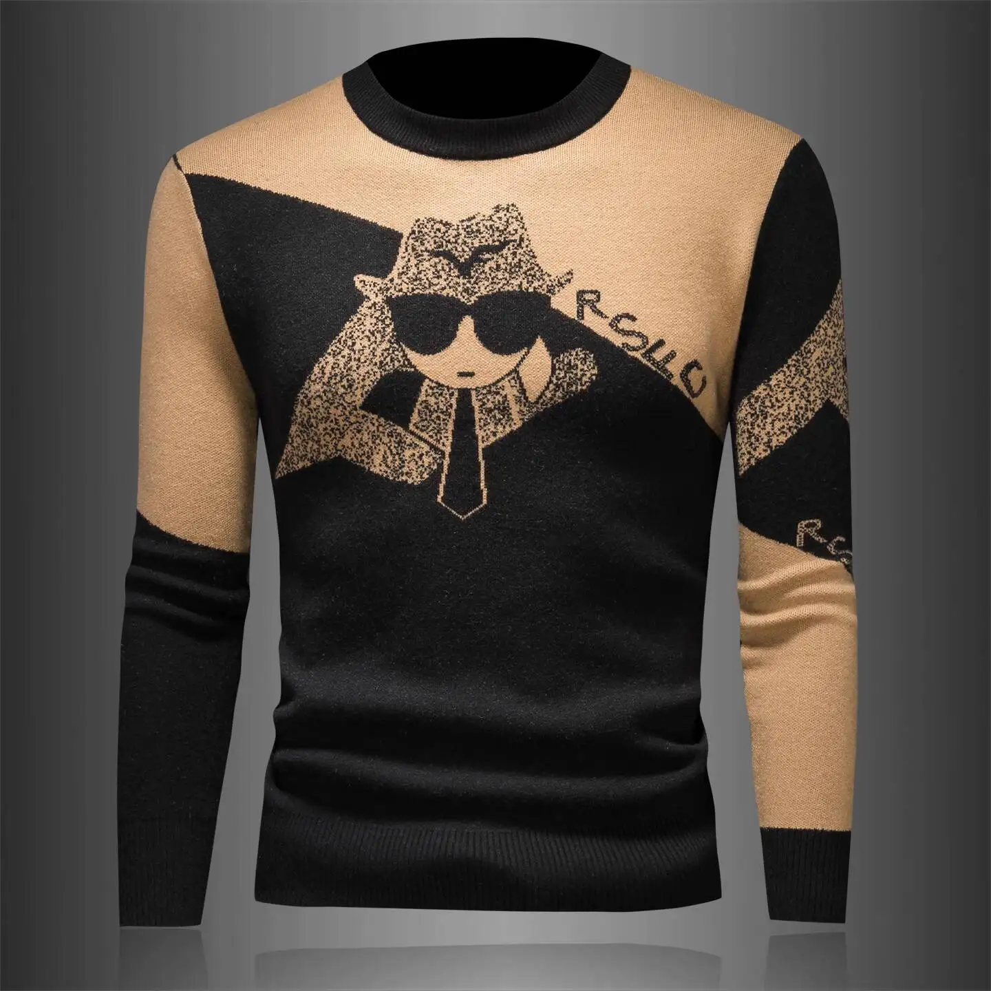 

Новинка 2025 года, зимний мужской жаккардовый свитер, шерстяной свитер, вязаная рубашка с круглым вырезом, клубная одежда, базовая рубашка, винтажные футболки для мужчин