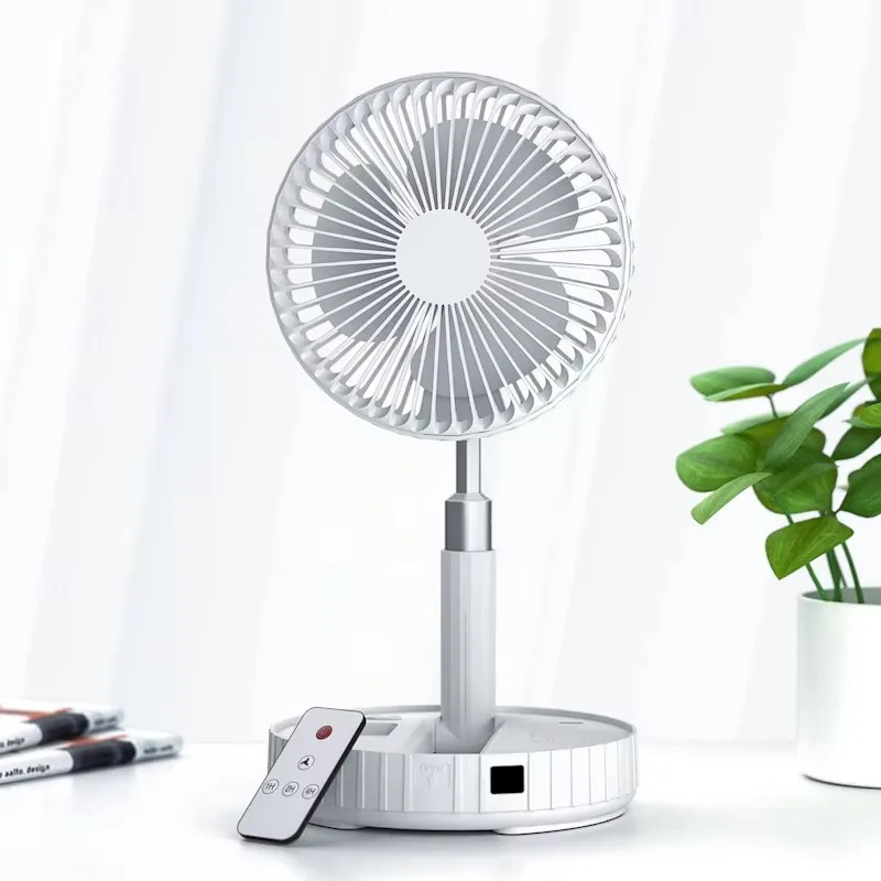 

Desktop Floor Dual Use Adjustable Height Air Cooling Fan USB Rechargeable Portable Foldable Shaking Head Fan With Remote Control