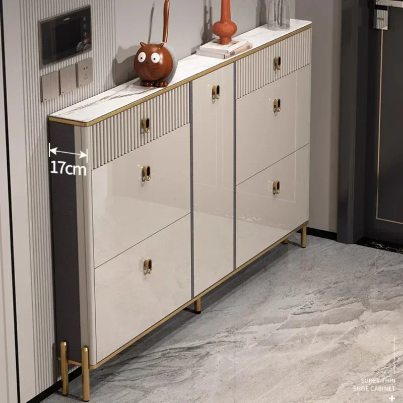 

Entryway Ultra Thin Shoe Cabinet Luxury Modern Tipping Space Saving Shoe Rack Storage Designer Szafka Na Buty Home Furniture