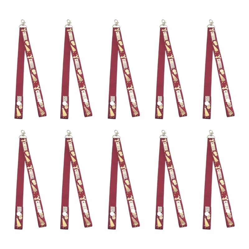  10Pcs Cheer Bows Holder Pompoms Strap Lanyard with Snaps for Teen Girl Sport