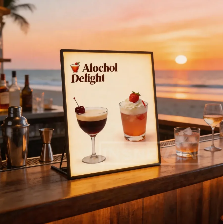 Desktop Display Double Box | Side Advertising Light for Shop Restaurants Menu Led Poster Sign Printing Design and Customization