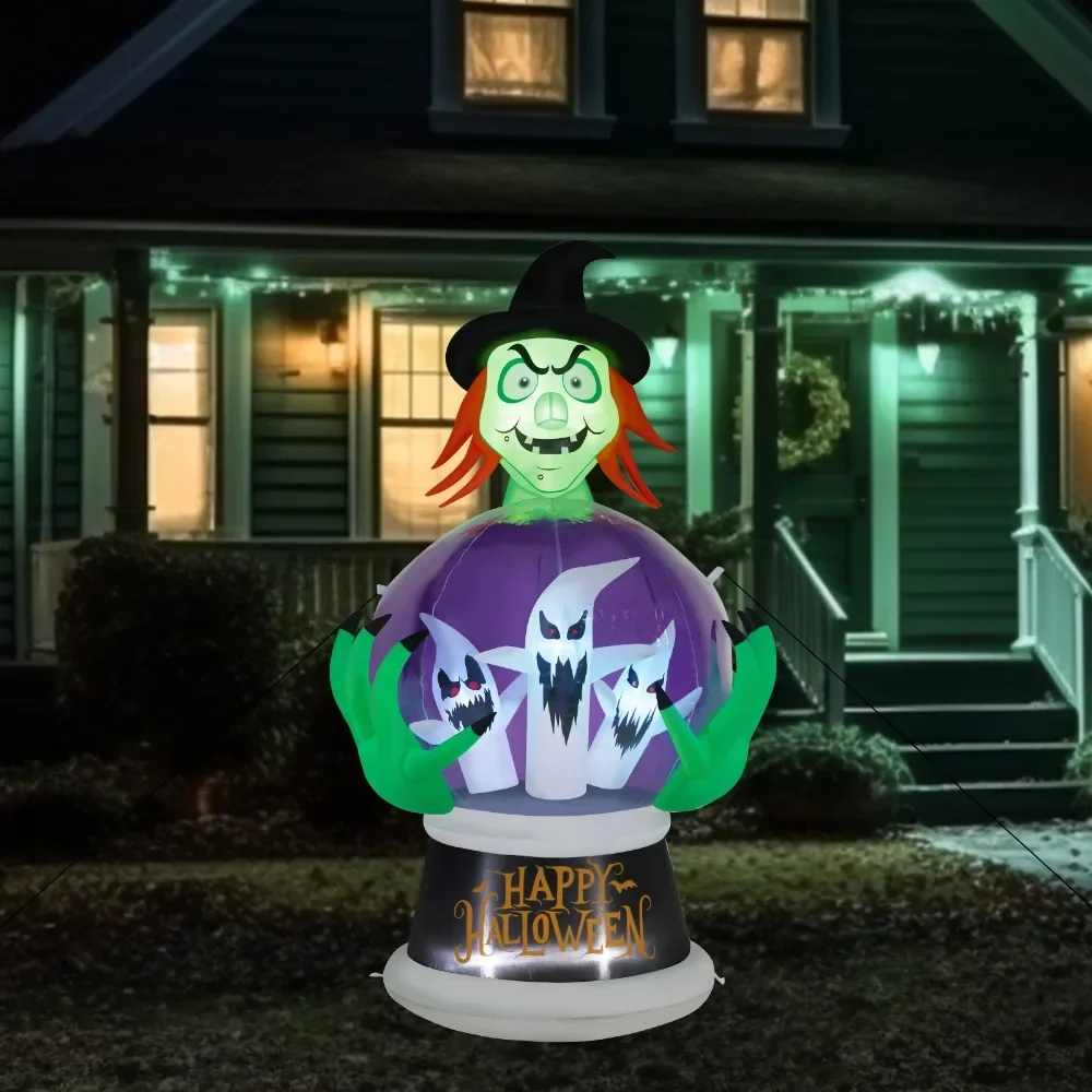 

Inflatable Witch and Crystal Ball, Halloween Decoration, 5.9ft