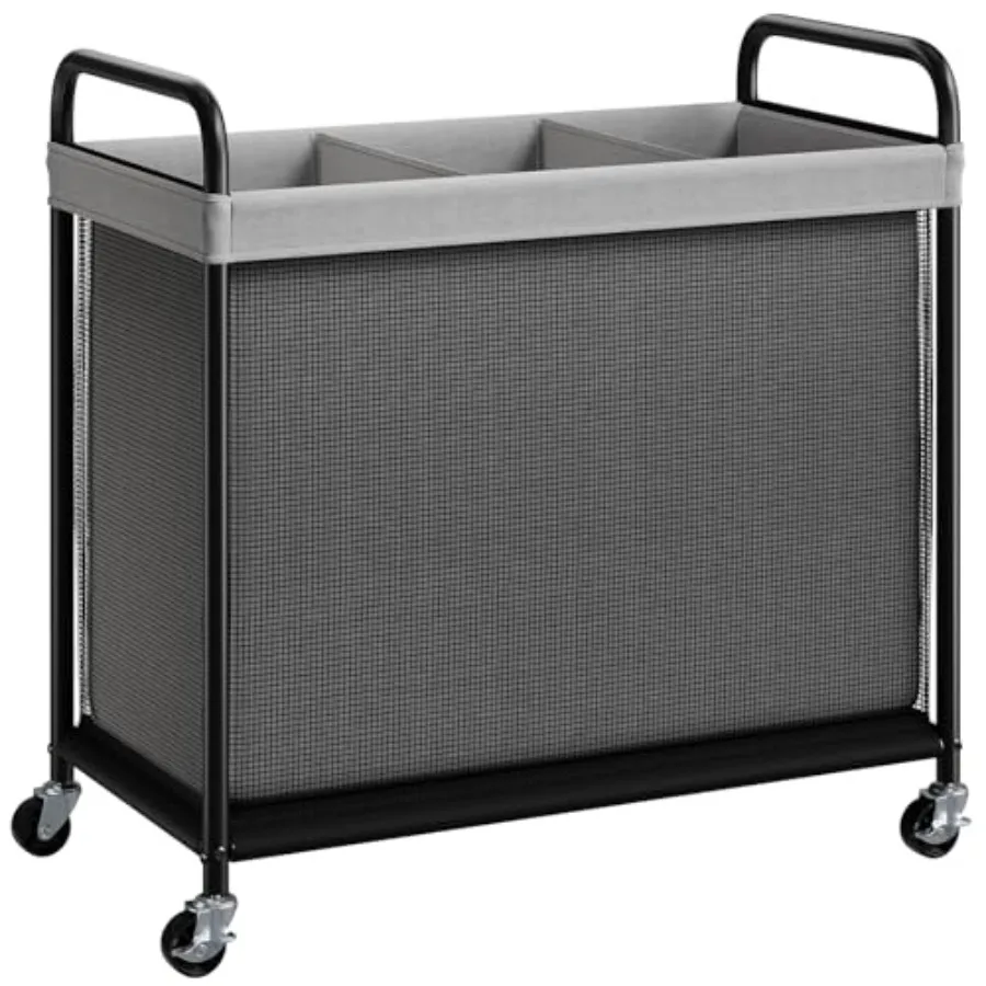

Корзина для белья на 3 секции, 120 л, на колесиках, с вынимаемым мешком, стальная рама, металлическая.